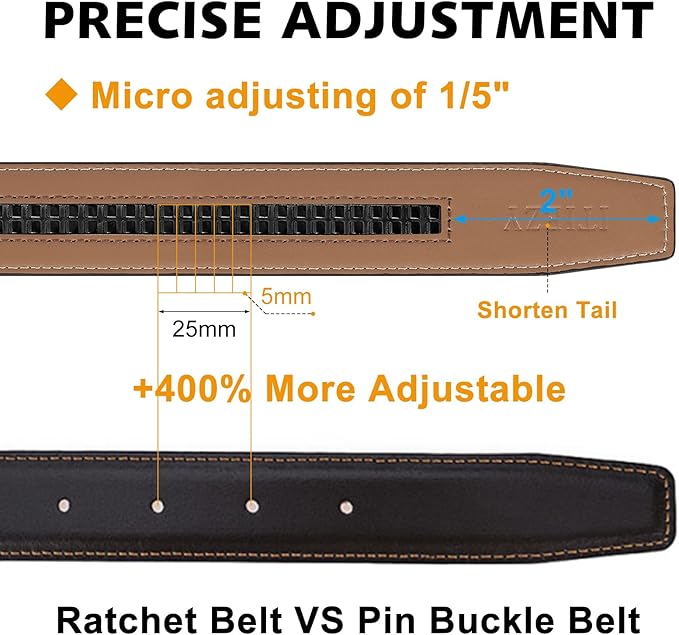 Dluxe Ave. Mens Ratchet Leather Adjustable Belts/ 1 3/8"