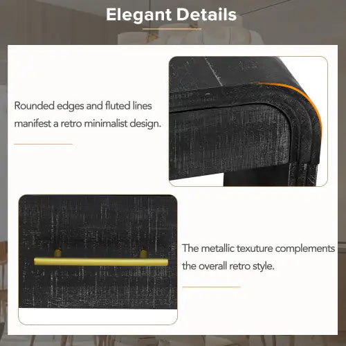 Dluxe Ave. Unique Retro Silhouette Console Table, Open Style, Two Top Drawers For Entrance, Dining Room, Living Room