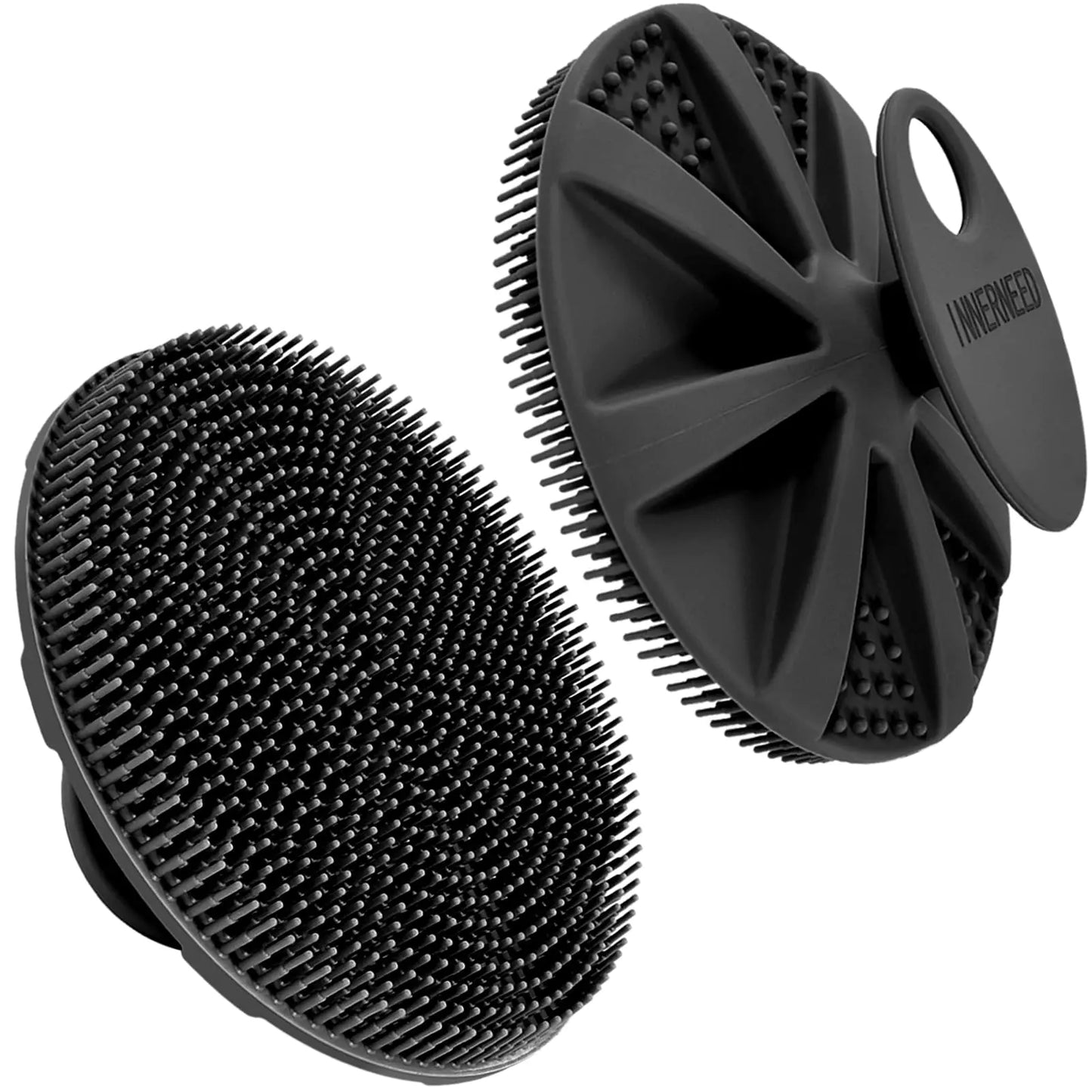Dluxe Ave. INNERNEED Food-Grade Soft Silicone Body Scrubber Shower Brush Gentle Exfoliating and Lather Well (Black)