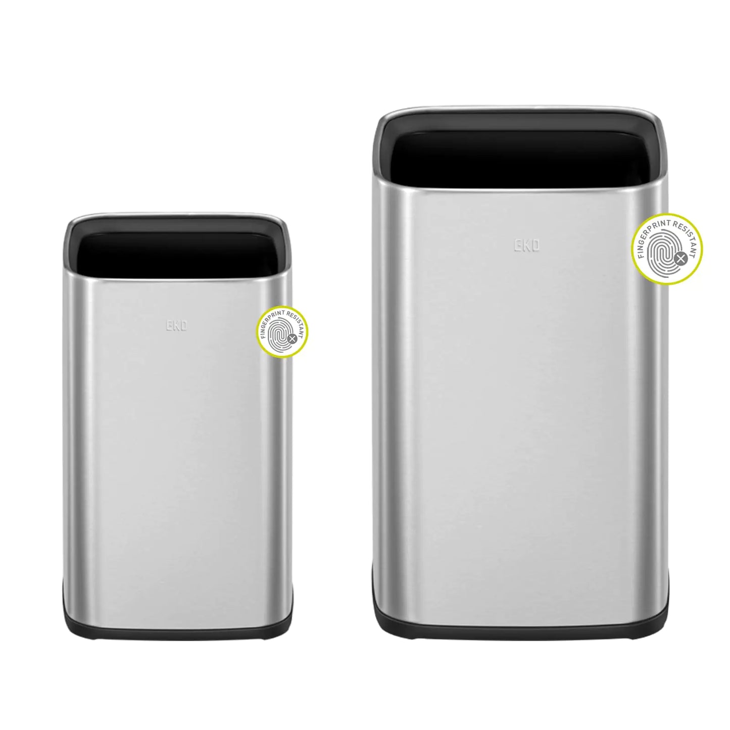 Dluxe Ave. EKO 2-Pack Stainless Steel Open Top Trash Can with Removable Inner Basket Square Small Garbage Can 1.8 + 3.2 Gallon Wastebasket Combo Trashcan for Kitchen Bathroom Office Home