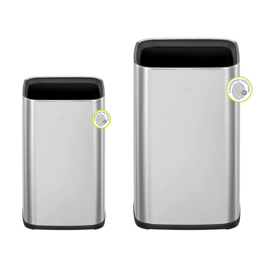 Dluxe Ave. EKO 2-Pack Stainless Steel Open Top Trash Can with Removable Inner Basket Square Small Garbage Can 1.8 + 3.2 Gallon Wastebasket Combo Trashcan for Kitchen Bathroom Office Home