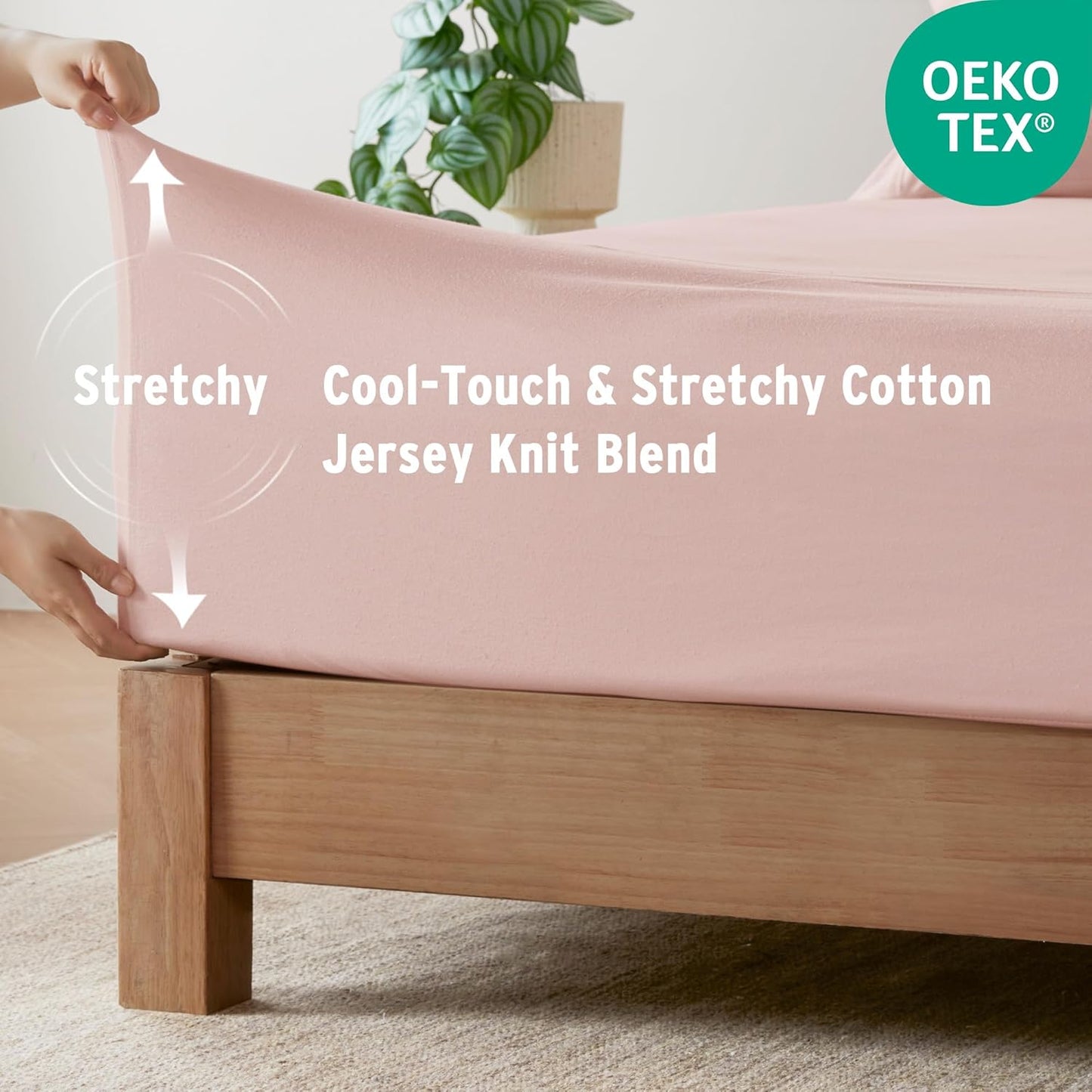 Dluxe Ave. ( FULL) 4 Pcs Sheet Set Cotton Jersey Knit, All Season Cotton, Deep Pocket Fits Up to 16",  Blush
