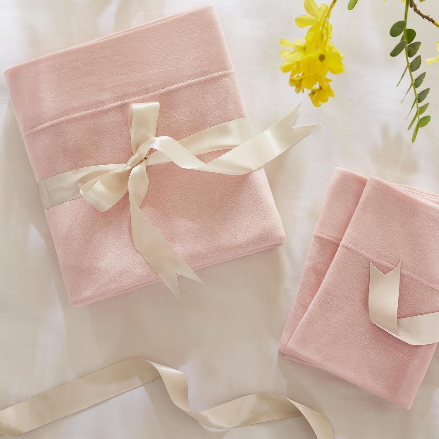 Dluxe Ave. ( FULL) 4 Pcs Sheet Set Cotton Jersey Knit, All Season Cotton, Deep Pocket Fits Up to 16",  Blush