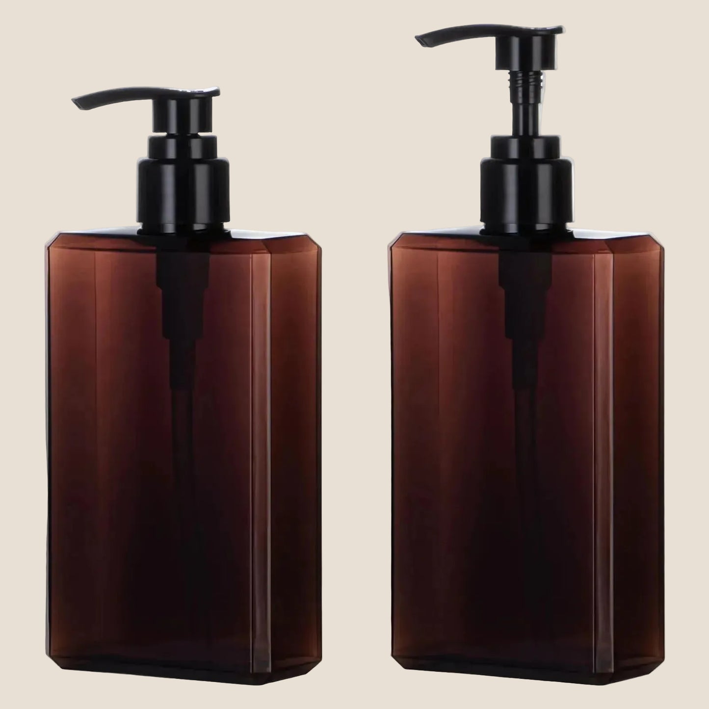 Dluxe Ave.  Empty Plastic Pump Bottles/ Refillable/ 10oz 300ml/ 2 Pack  Brown