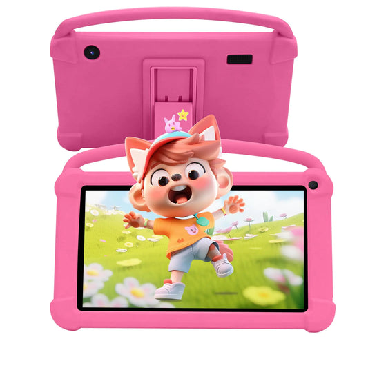Dluxe Ave. 7 inch Kids Tablet Android 12 Tablet for Kids 4GB RAM+32GB ROM+1TB Expand Toddler Tablet with Shockproof Case Parental Contral 1024*600 IPS Screen 3000mAh Battery Educational Games Pink