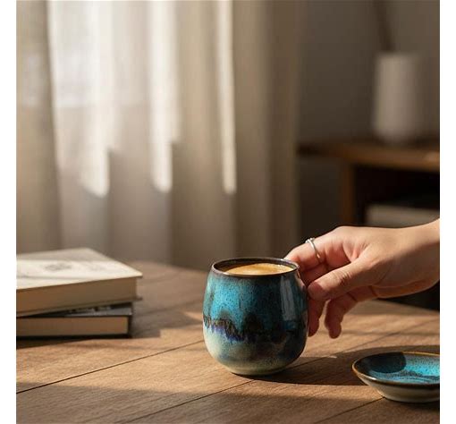Dluxe Ave. Italian Abstract Ceramic Espresso Coffee Cup (Single Piece)