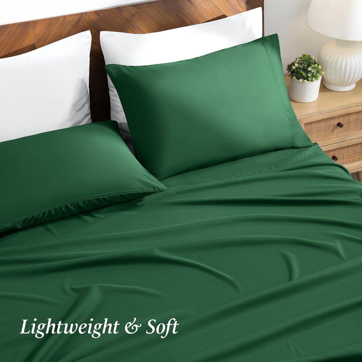 Dluxe Ave. ( FULL )  Extra Long Sheet Set,  Extra Soft Easy, Deep Pockets, XL Forest Green
