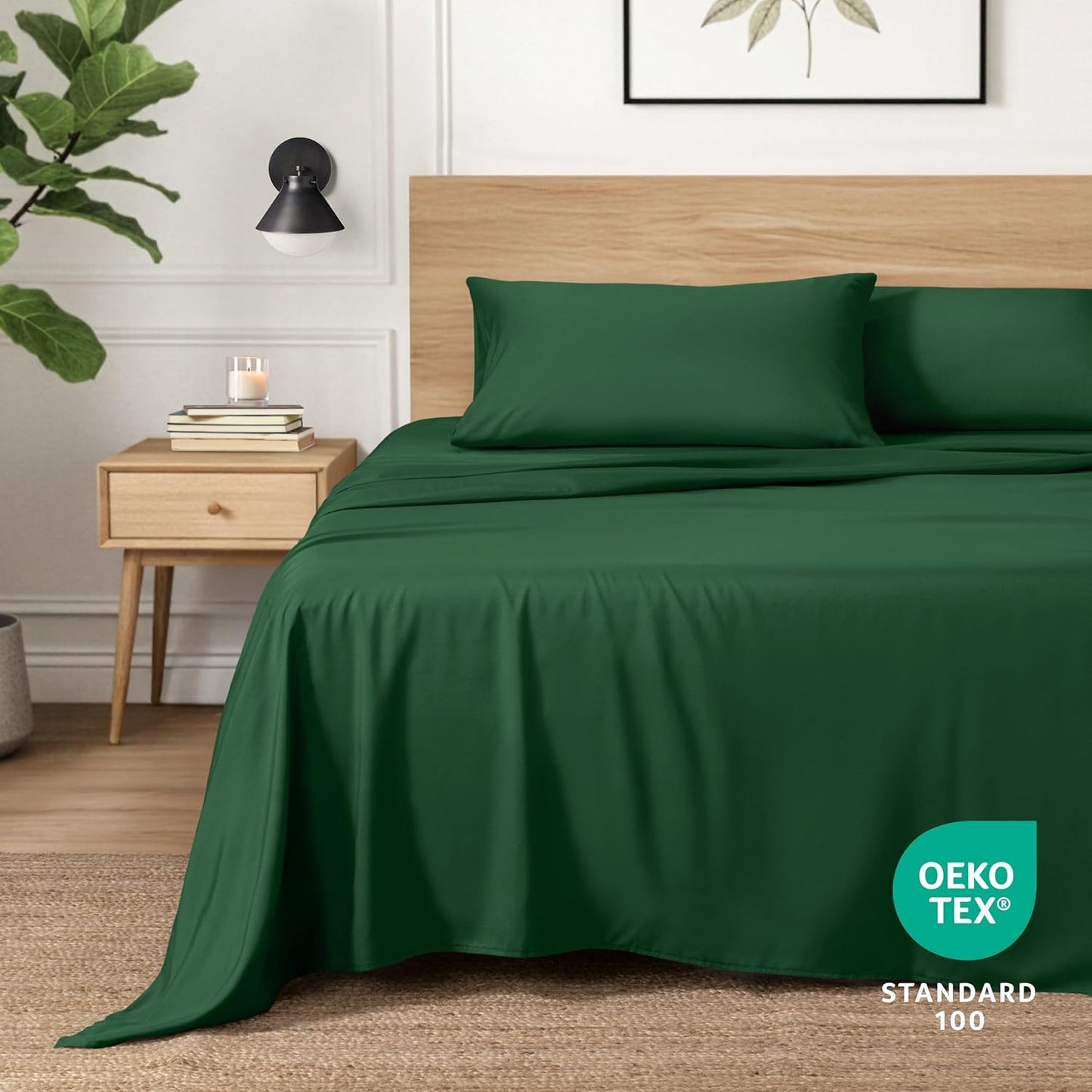 Dluxe Ave. ( FULL )  Extra Long Sheet Set,  Extra Soft Easy, Deep Pockets, XL Forest Green