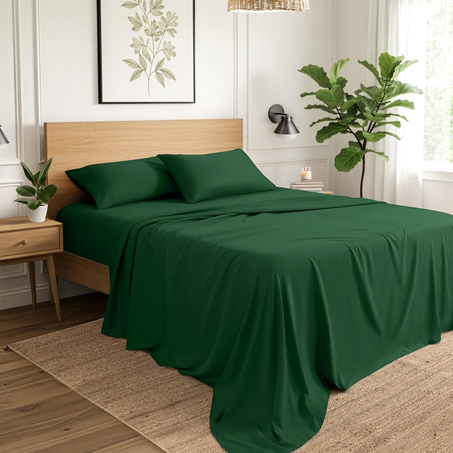 Dluxe Ave. ( FULL )  Extra Long Sheet Set,  Extra Soft Easy, Deep Pockets, XL Forest Green