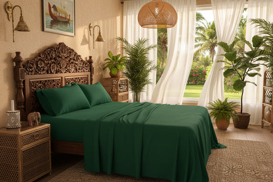 Dluxe Ave. (FULL)  Extra Long Sheet Set,  Extra Soft Easy, Deep Pockets, XL/ Forest Green