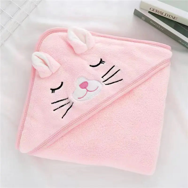 Dluxe Ave. Soft Coral Fleece Hooded Towel for Babies and Kids
