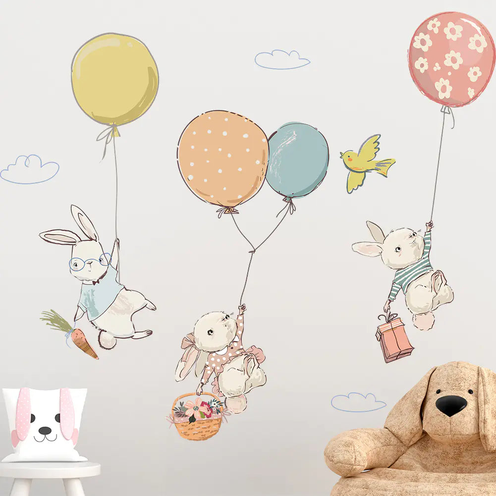 Dluxe Ave. Rabbit Balloon Bird Wall Stickers for Kids' Rooms