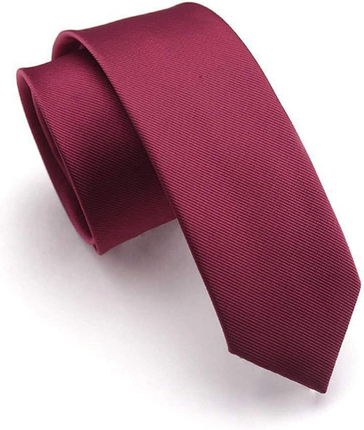 Dluxe Ave. 2.4" Crimson Skinny Tie and Pocket Square with Tie Clip Sets