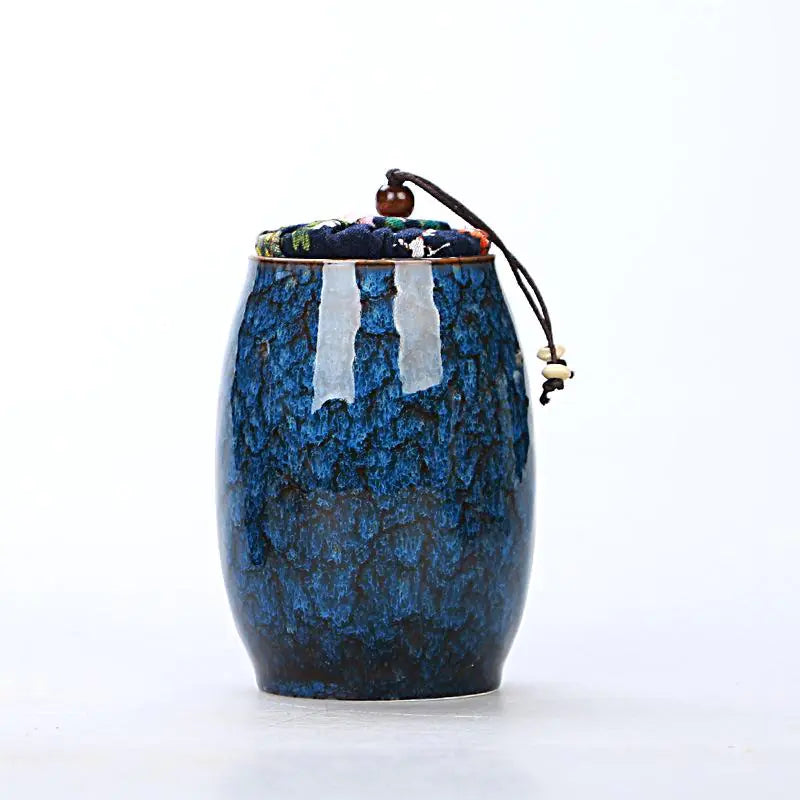 Dluxe Ave. Ceramic Sealed Tea Canister with Reactive Glaze