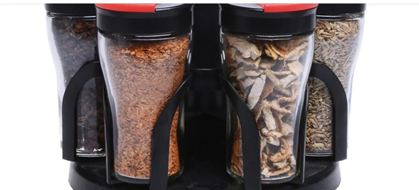 Dluxe Ave. Rotary Spice Bottle Rack and Condiment Set for Kitchen