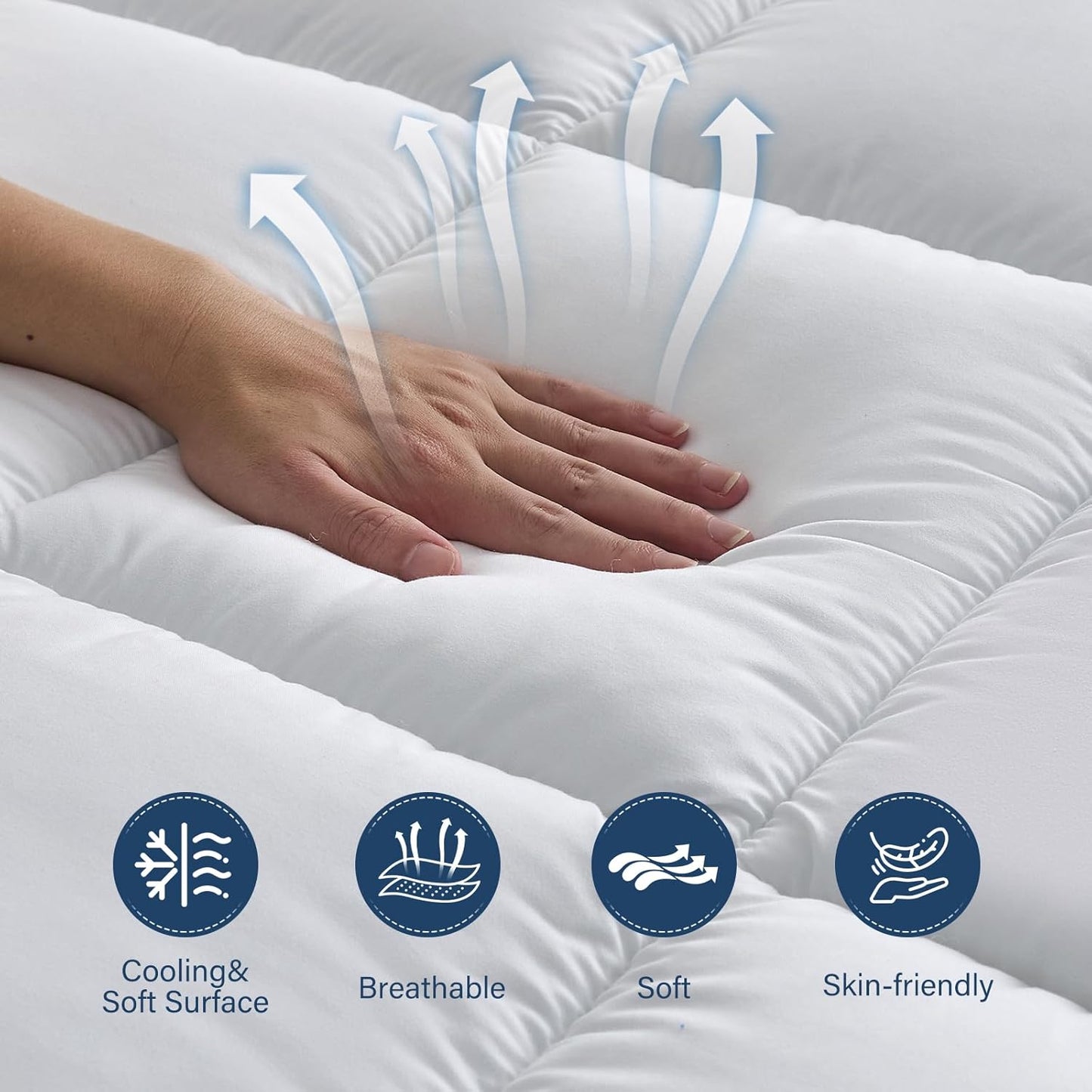 Dluxe Ave. ( QUEEN) 4 Inch Dual Layer Mattress Topper, 2 Inch Gel Foam, Plus 2 Inch Down Alternative Pillow Top