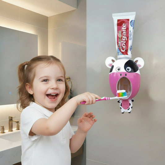 Dluxe Ave. Toothpaste Dispenser and Cartoon Toothbrush Holder