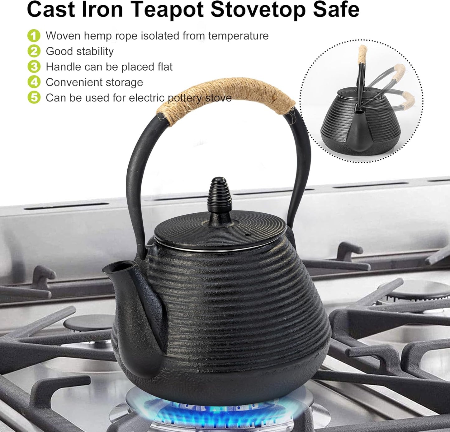 Dluxe Ave. Japanese Cast Iron Teapot - Traditional Iron Kettle