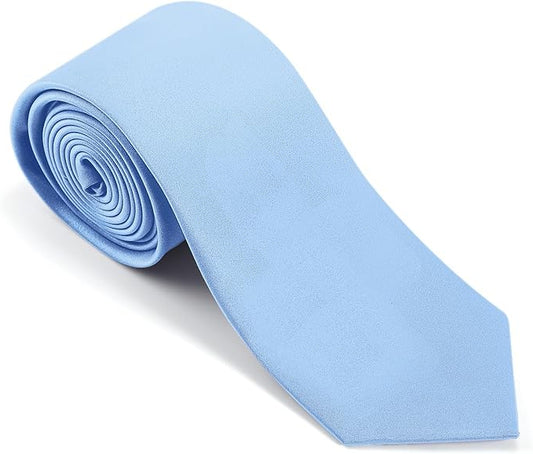 Dluxe Ave. Mens Tie Set Solid Color 3.15" (8CM) Light Blue Formal Necktie and Pocket Square Set