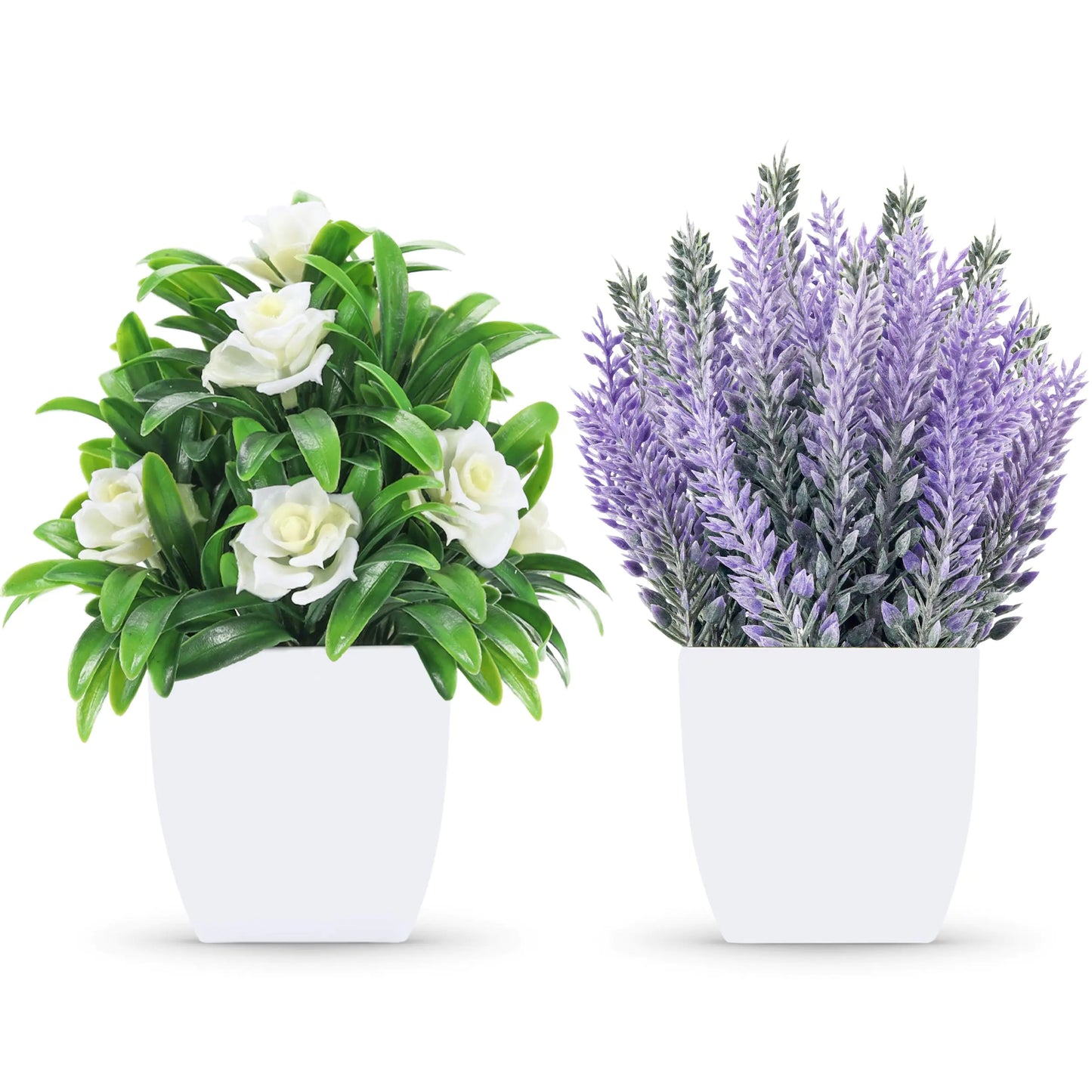 Dluxe Ave. 2 Pack Small Fake Faux Plants, Flowers for Home Bathroom