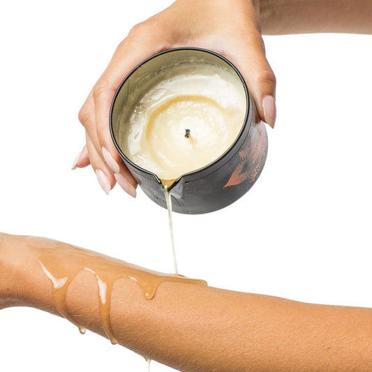Dluxe Ave. Ignite Massage Candle with Coconut Oil and Soy Based/ Wax-Free Formula/ Tropical Mango Scented 6 oz/170 g