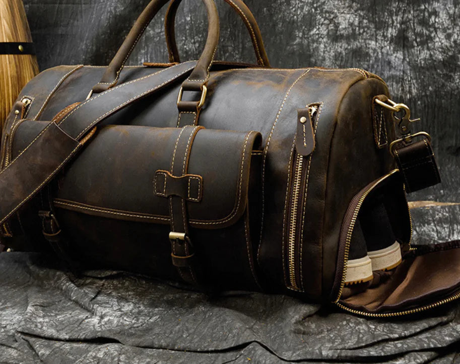Dluxe Ave.  Genuine Leather Travel Duffle Bag