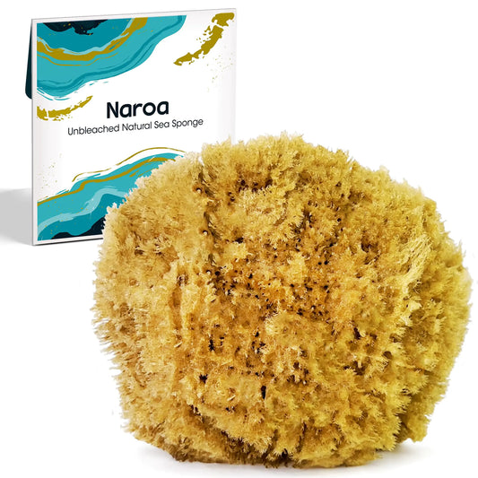 Dluxe Ave. Naroa Exfoliating Natural Sponge for Bathing | Bath Sea Sponge for Healthy Skin | Unbleached Shower Body Scrubber Puff | Eco Friendly Plastic Free Sponge (Exfoliate - Small)