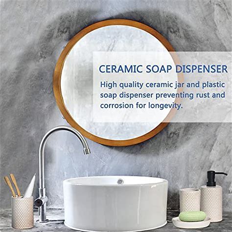 Dluxe Ave. Bathroom Accessory Set, 4 Pcs Complete Honeycomb Pattern, Ceramic Toothbrush Holder, Cup, Soap Dish, and Soap Dispenser