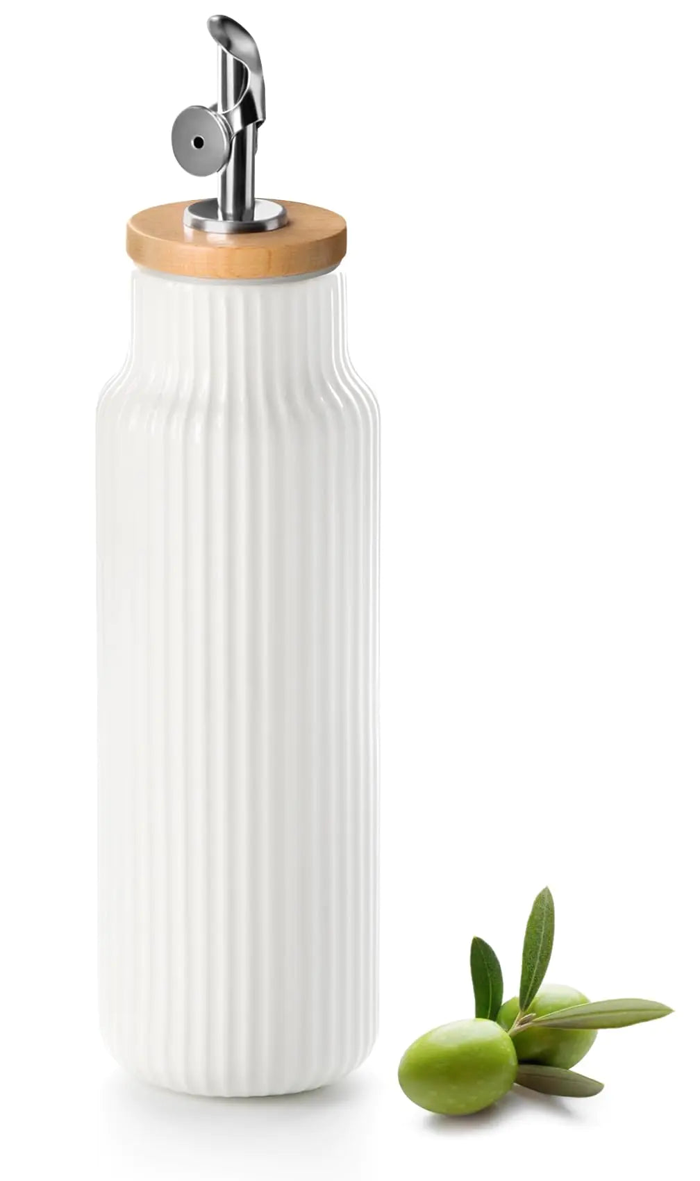 Dluxe Ave. Ceramic  Oil Dispenser Bottle 14 oz / White