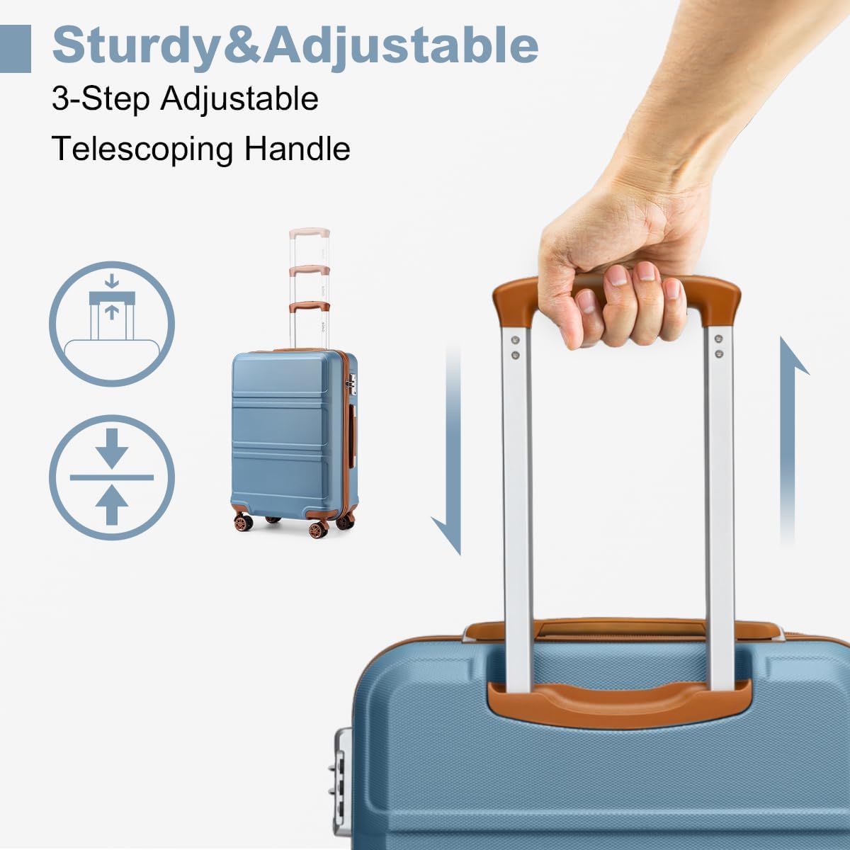 Dluxe Ave. Luggage Set 4 Pcs Carry On Hardside Luggage with TSA Lock/ Spinner Wheels/(Apricot Blue)