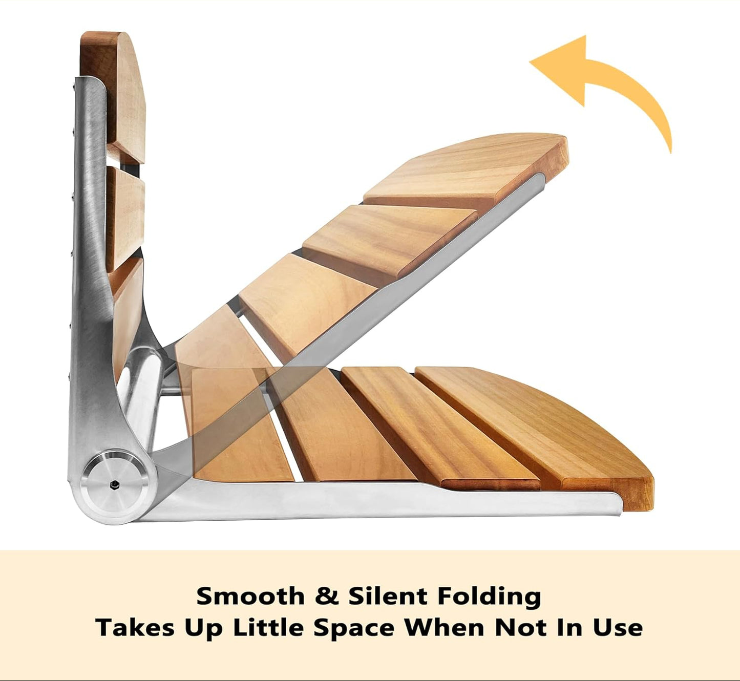 Dluxe Ave. Teak Folding Shower Seat, Stainless Steel, Oak