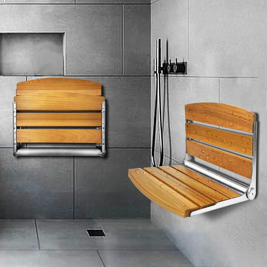 Dluxe Ave. Teak Folding Shower Seat, Stainless Steel, Oak