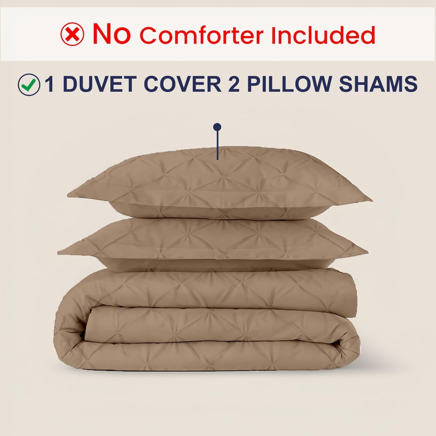 Dluxe Ave. ( KING ) 3 Pcs 600 Thread Count Pinch {Duvet Cover}Set, 100% Egyptian Cotton for All Season, / Taupe