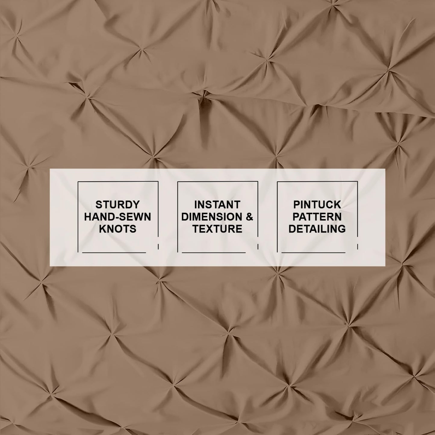 Dluxe Ave. ( KING ) 3 Pcs 600 Thread Count Pinch {Duvet Cover}Set, 100% Egyptian Cotton for All Season, / Taupe