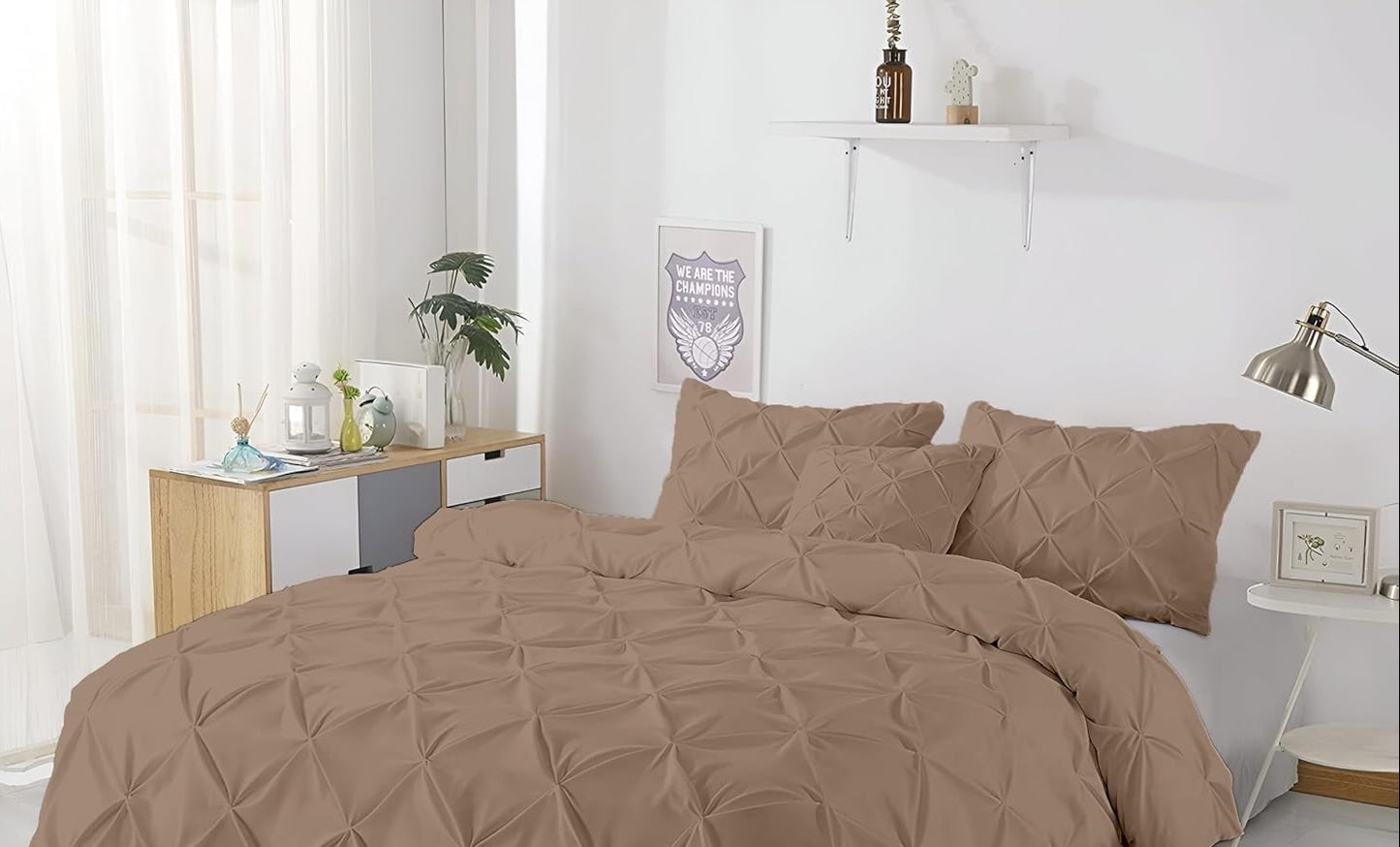 Dluxe Ave. ( KING ) 3 Pcs 600 Thread Count Pinch {Duvet Cover}Set, 100% Egyptian Cotton for All Season, / Taupe