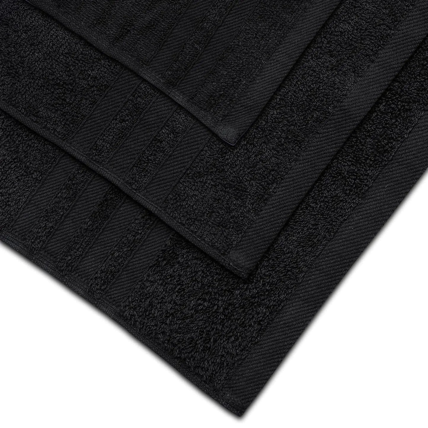 Dluxe Ave. 100% Cotton Soft Bath Towel Set, 12 Pcs (Black)
