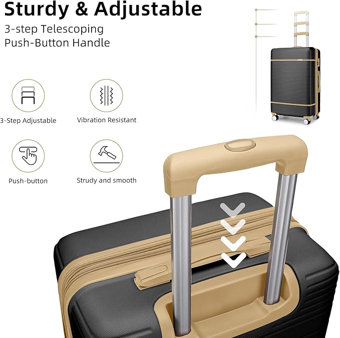 Dluxe Ave. Luggage with Cosmetic Case/ 360° Spinner Wheels/ 6 Pcs/ Expandable/ Lavender