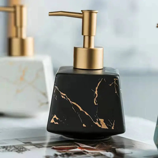 Dluxe Ave. Ceramic Marble Bathroom Pump Bottles for Liquids