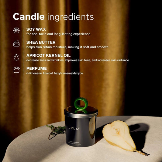 Dluxe Ave. Flickering Touch Massage Candle, Melts into Massage Oil Scented Candle, Body Massage Oil, Luxury Skin Treatment (Snow Pear & Cedar wood Scent)