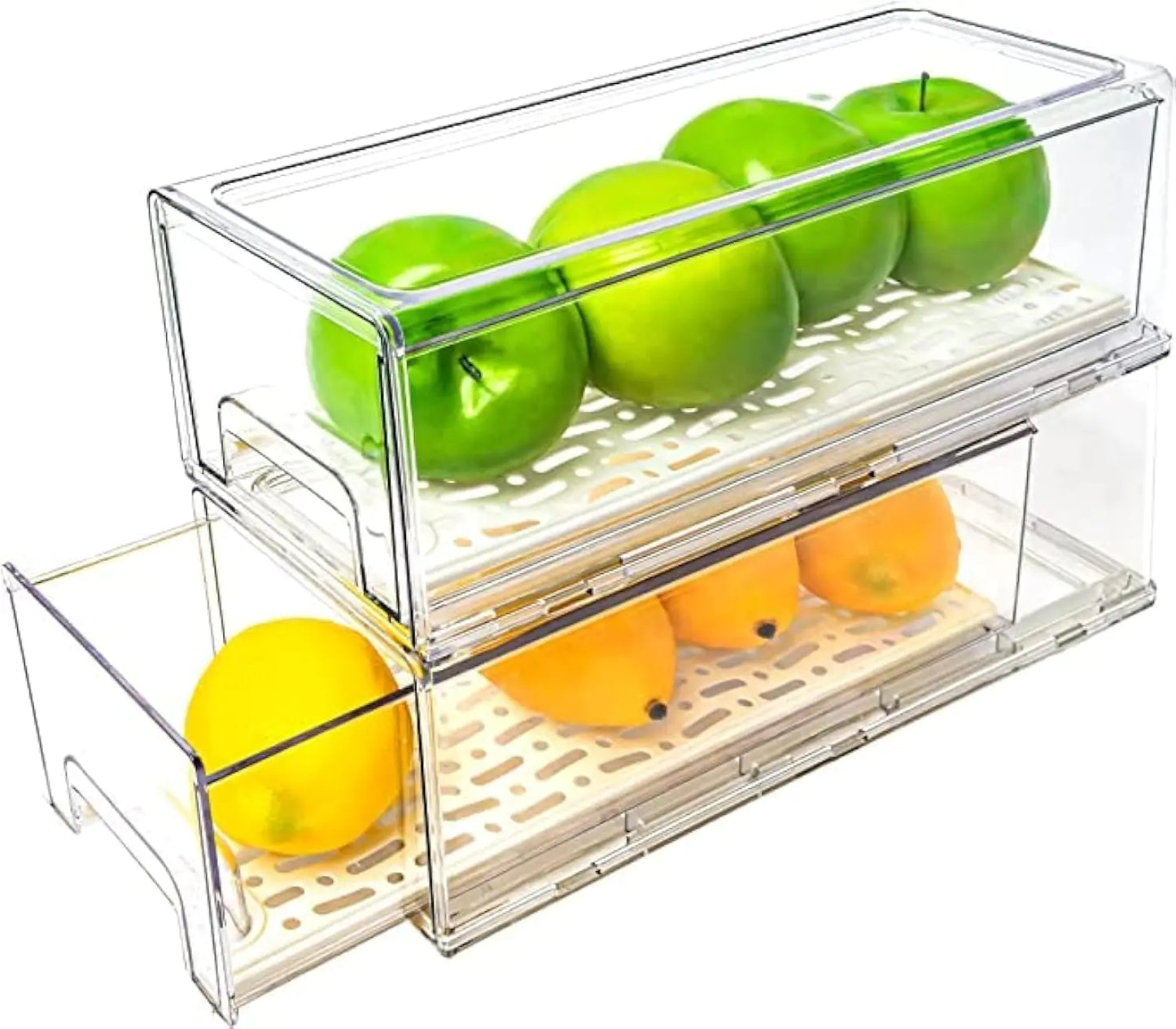 Dluxe Ave.  2 Pack Stackable Refrigerator Drawers/ Pull Out Bins/ Clear Fridge Organizer