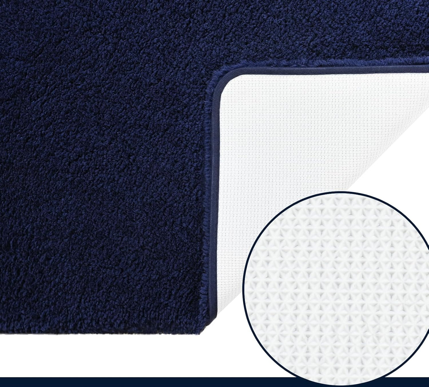 Dluxe Ave. Bathroom Rug Runner 24x60 Inch Soft Thick Absorbent Microfiber Bath Rug for Bathroom, Machine Washable, Shaggy Plush, Non Slip / Navy