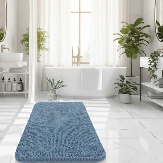 Dluxe Ave. Extra Soft Absorbent Chenille Bath Rugs/ Airy Blue