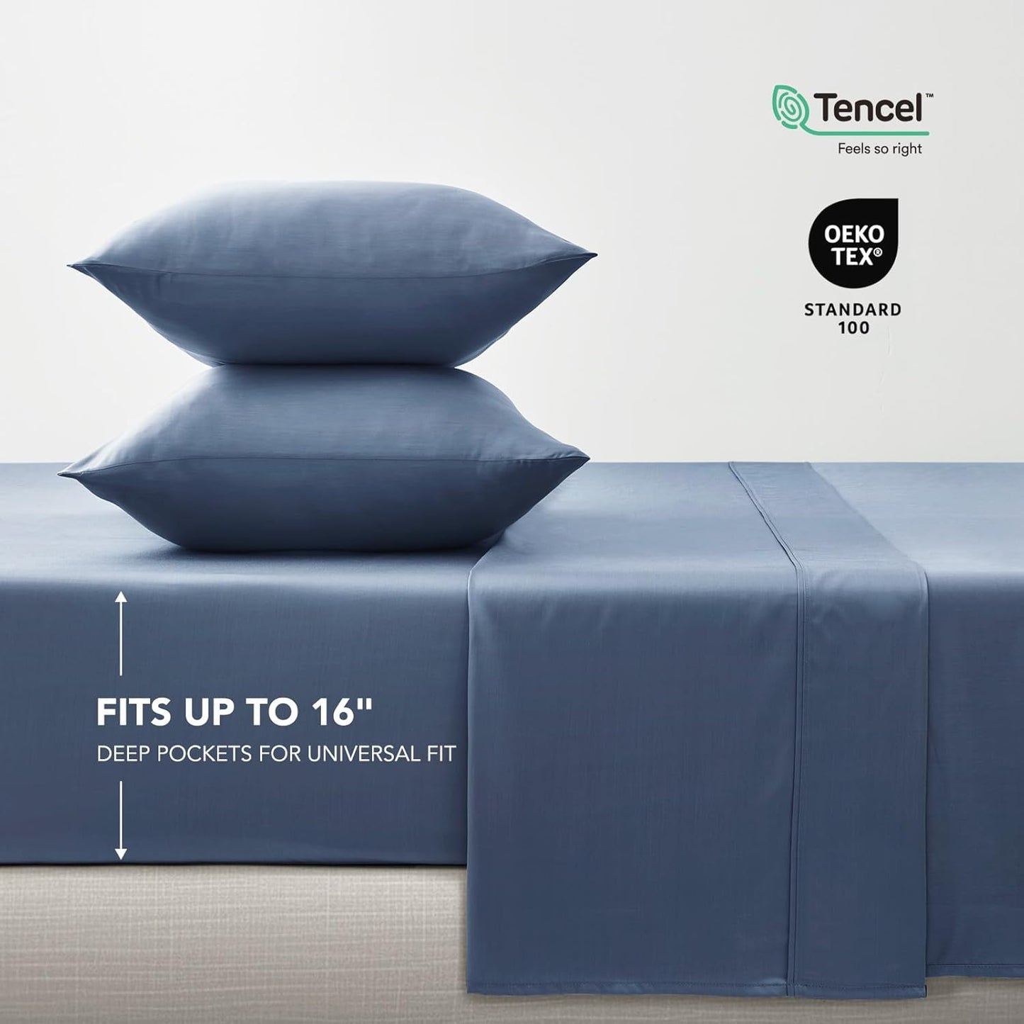 Dluxe Ave. ( QUEEN ) 4 Pcs Tencel Sheet Set/ Stormy Blue