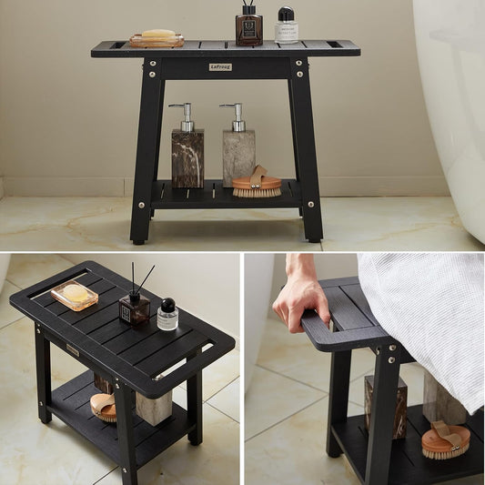 Dluxe Ave. Large Shower Stool/ Water-Resistant (Black)