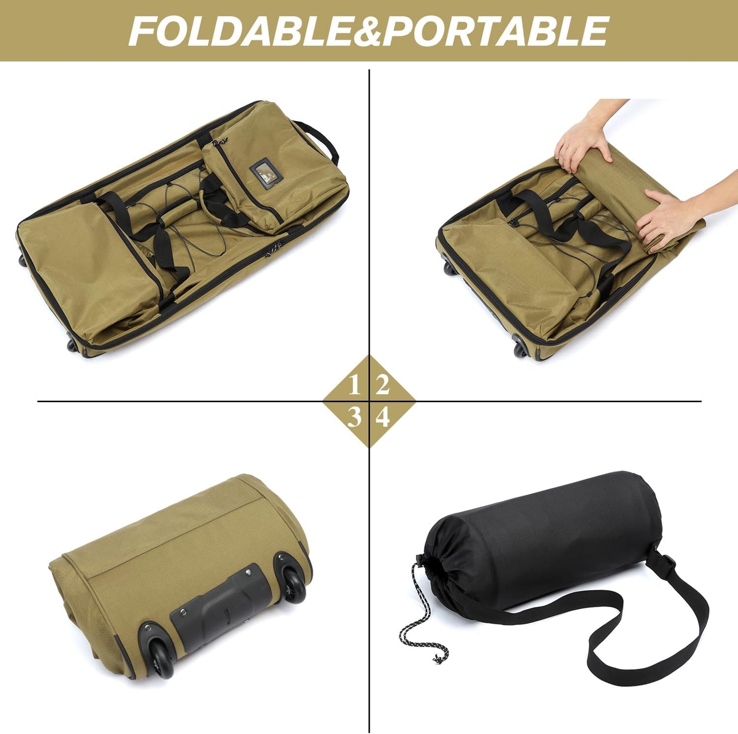 Dluxe Ave. Extra Large Expandable Travel Duffel Bag/ Heavy Duty Military Duffle Bag/ Foldable Carry On/ Brown