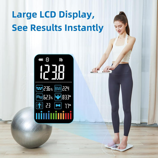Dluxe Ave. Lepulse Scales for Body Weight and Fat Percentage 8 Electrode Large Display Smart Scale