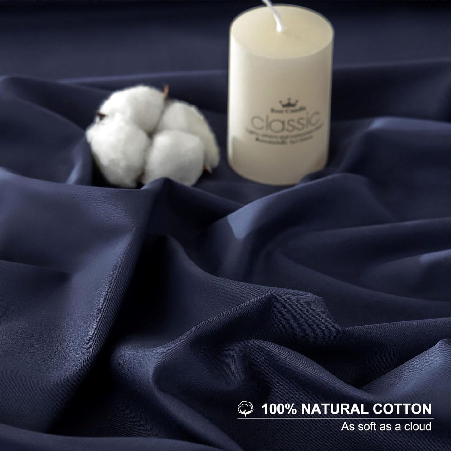 Dluxe Ave. ( FULL ) 4 Pcs 100% Egyptian Cotton Sheets Full Size Set/ 18"-24" Extra Deep Pocket/ Navy Blue