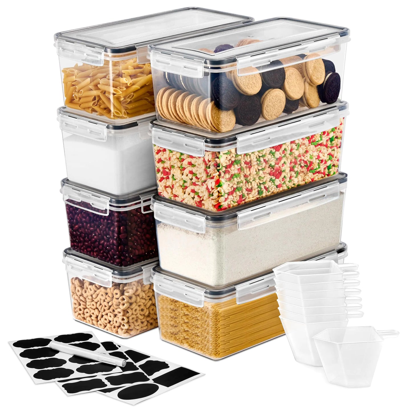Dluxe Ave. Food Storage Containers - Pack of 8 - Air Tight Four-Way Snap Lids