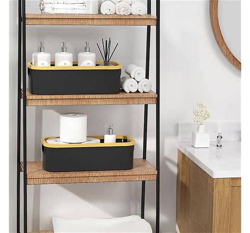 Dluxe Ave. Lifewit Toilet Tank Topper Paper Basket 2 Packs Bamboo Foldable Back of Toilet Organizer Tray with Handles 9.5L Bathroom Fabric Storage Bins for Countertop Shelves Closet Laundry Nursery Black