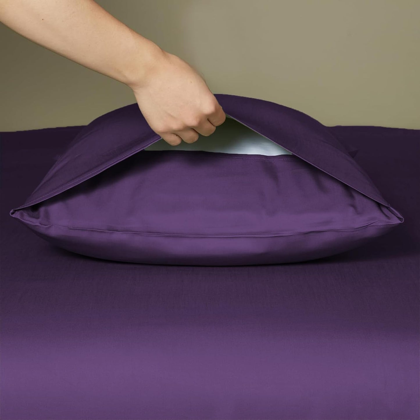 Dluxe Ave. ( KING ) 4 Pcs Sheets Set, 100% Tencel Lyocell Sheets, Luxuriously Soft and Silky, Deep Pocket Up to 16", Breathable Moisture Wicking Eucalyptus Sheets, Aubergine